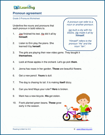 Pronoun agreement worksheets