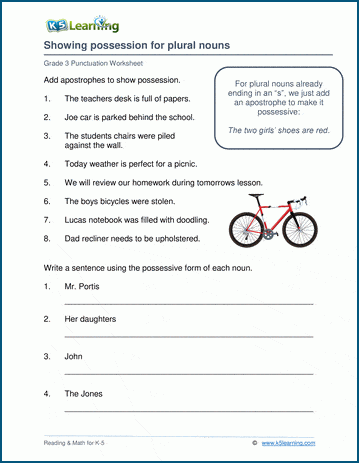 Sample grade 3 punctuation worksheet