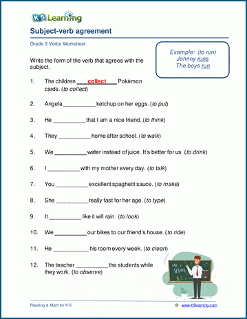 Subject & verb agreement worksheets | K5 Learning