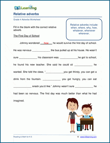 adverbs live worksheet for grade 4