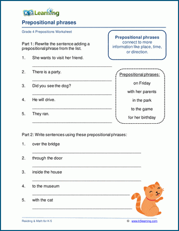 worksheet on parts of speech for grade 4