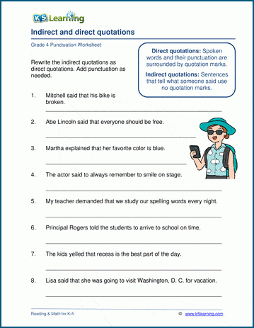 Sample grade 4 punctuation worksheet