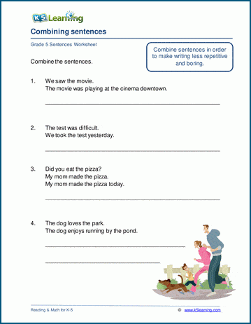 Combining sentences worksheets