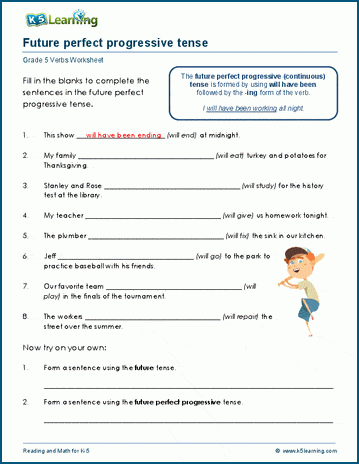 Perfect progressive tense worksheets