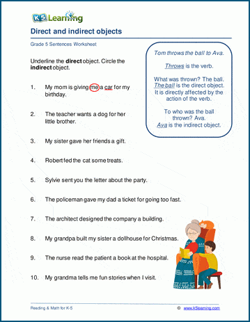 Direct and indirect objects worksheets