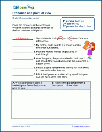 Pronouns & Points of View Worksheets | K5 Learning