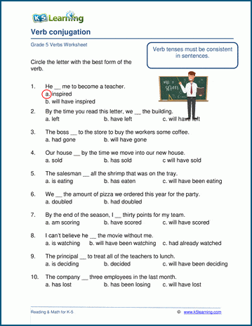 Grammar Worksheet - verb conjugation