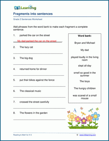 Sample sentences Worksheet