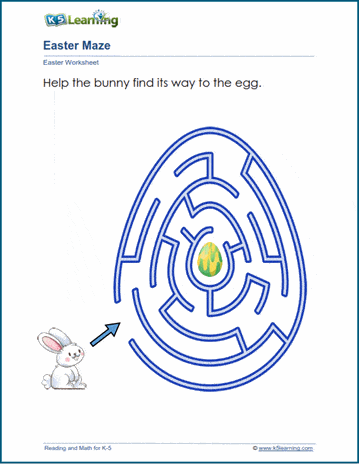 Easter maze worksheet
