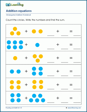 Adding using pictures worksheets