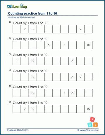 Missing Number Worksheets | K5 Learning