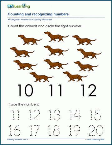 Count to and recognize the number eleven (11) worksheet