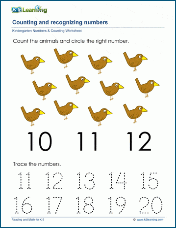 Count to and recognize the number twelve (12) worksheet