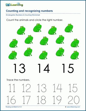 Count to and recognize the number fourteen (14) worksheet