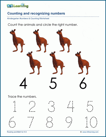 Count to and recognize the number six (6) worksheet