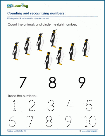 Count to and recognize the number eight (8) worksheet