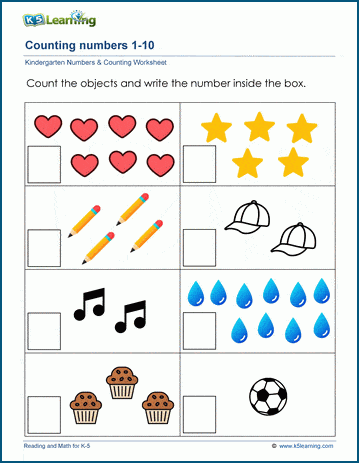 Kindergarten Counting and writing numbers