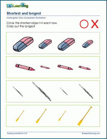 Kindergarten long vs short worksheet