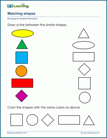 Kindergarten matching similar shapes worksheet