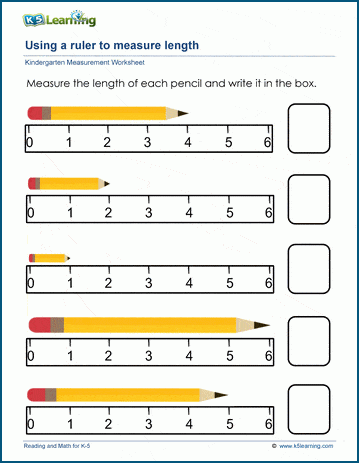 Kindergarten length and height worksheet