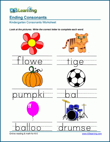 Write Ending Consonants Worksheet