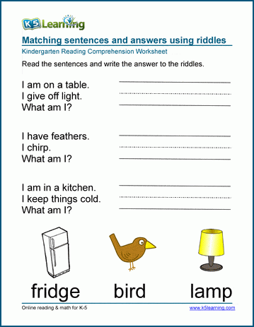 Riddle Worksheets For Kindergarten