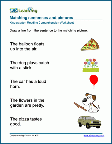 Match sentences to pictures worksheets