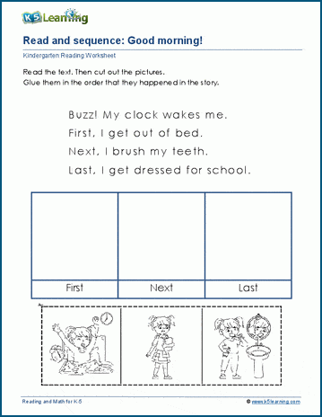 Kindergarten Reading Comprehension - reading and sequencing