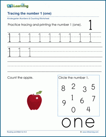 Math worksheets for kindergarten