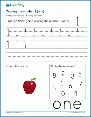 Kindergarten numbers and counting worksheets