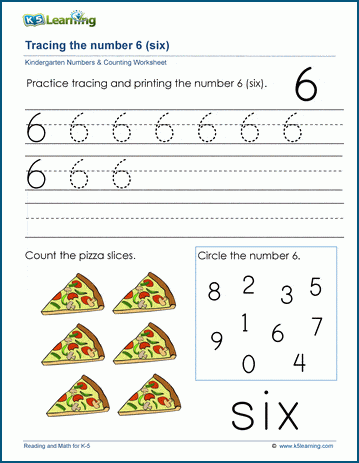 the number 6 six k5 learning