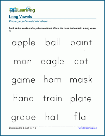 Long Vowel Word Worksheets for Preschool and Kindergarten ...