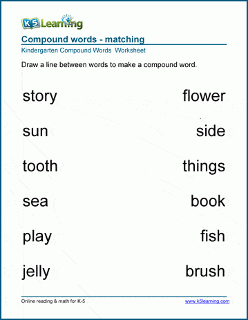 Kindergarten compound words worksheets