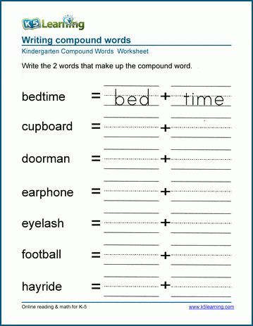 Decomposing compound words worksheet