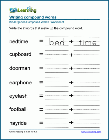 Separating Compound Words Worksheets K5 Learning