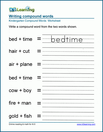 Writing Compound Words Worksheets for Preschool and Kindergarten | K5  Learning