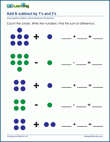 Add and subtract using objects worksheet