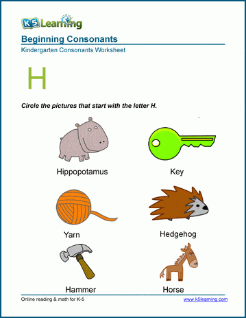 words starting with a h k5 learning