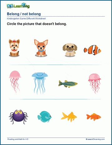 Which one doesn't belong? Worksheets | K5 Learning