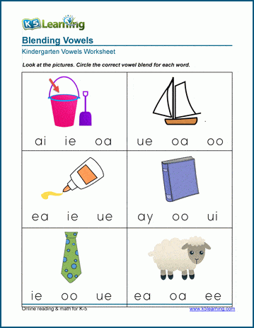 Kindergarten Identifying Vowels Worksheet