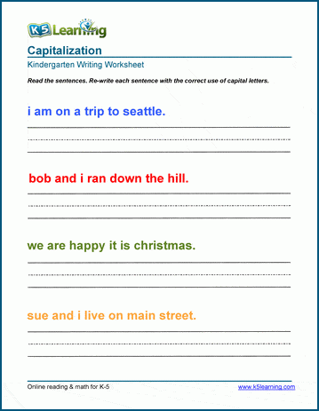 Capitalization and sentences worksheets