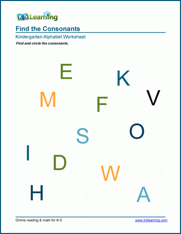 Kindergarten Identifying Consonants Worksheet