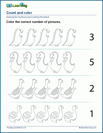 Counting and coloring worksheets for preschool and kindergarten | K5  Learning