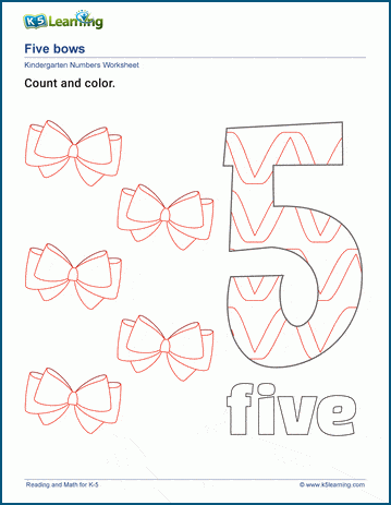 Count and color the number 5