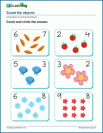 Count and match worksheets
