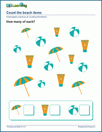 Counting like items (<10/group) worksheet