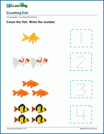 Count and trace to 4 worksheet