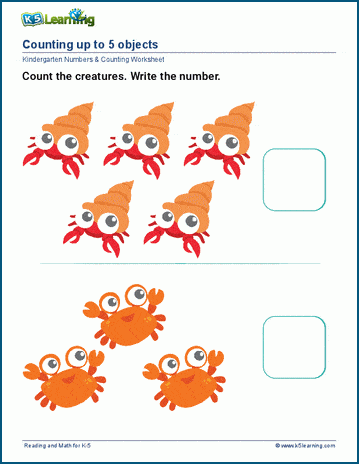 Kindergarten Counting and writing numbers 