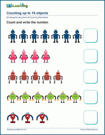 Counting up to 10 objects worksheet