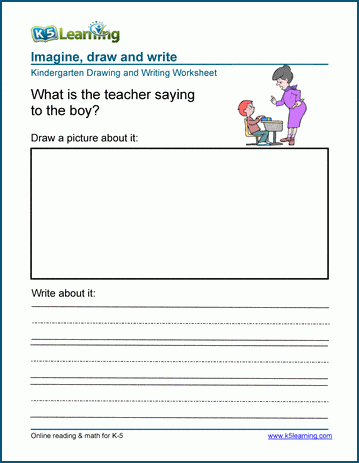 Draw and write worksheet: What is the teacher saying to the boy?